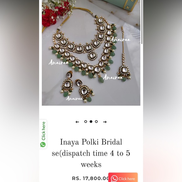 Indian Bridal Jewelry Set- Polki - Picture 2 of 2